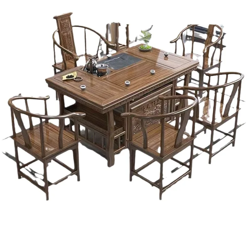 

Solid wood tea table chair coffee table combination small office