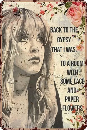 Metal Tin Sign Stevie Nicks to A Room with Some Lace and Paper Flowers Poster