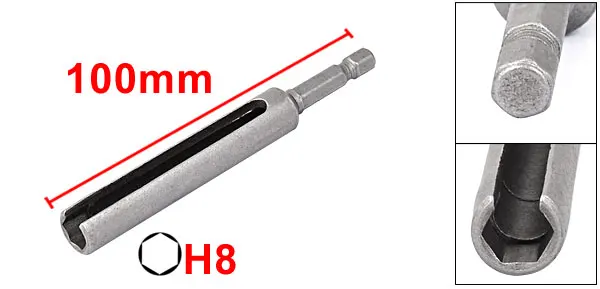 Uxcell 8Mm Hex Nut Driver Socket Slotted Extension Driver Bit Adapter Hex Shank Slotted Drill Bit Socket Wrench Tool 100M Long