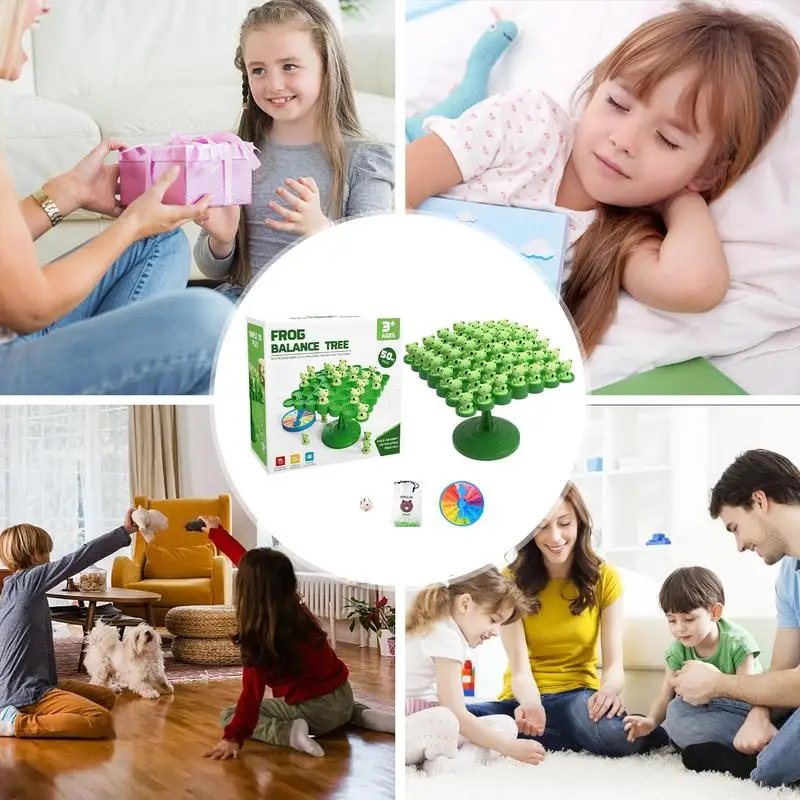 Montessori placa de equilíbrio sapo equilíbrio árvore jogo balanceamento árvore brinquedo mesa batalha pai-filho interativo educacional divertido brinquedo