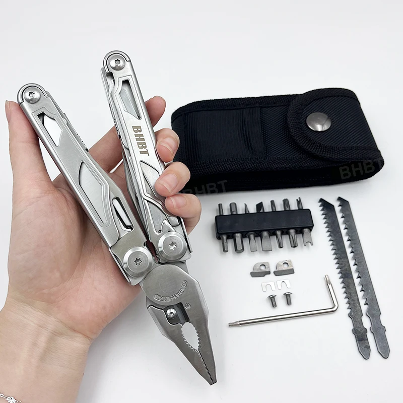 BHBT 37 in 1 Multitool Pliers Folding Multi-functional Tool With Replaceable Saw Blade Portable EDC Outdoor Equipment