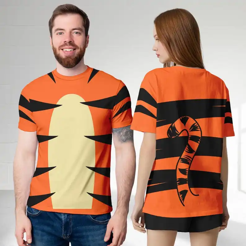 Tigger Halloween 3D T-shirt Winnie The Pooh Halloween Costume for Family Group T Shirt Tigger Animal Holiday Children's Dress Up