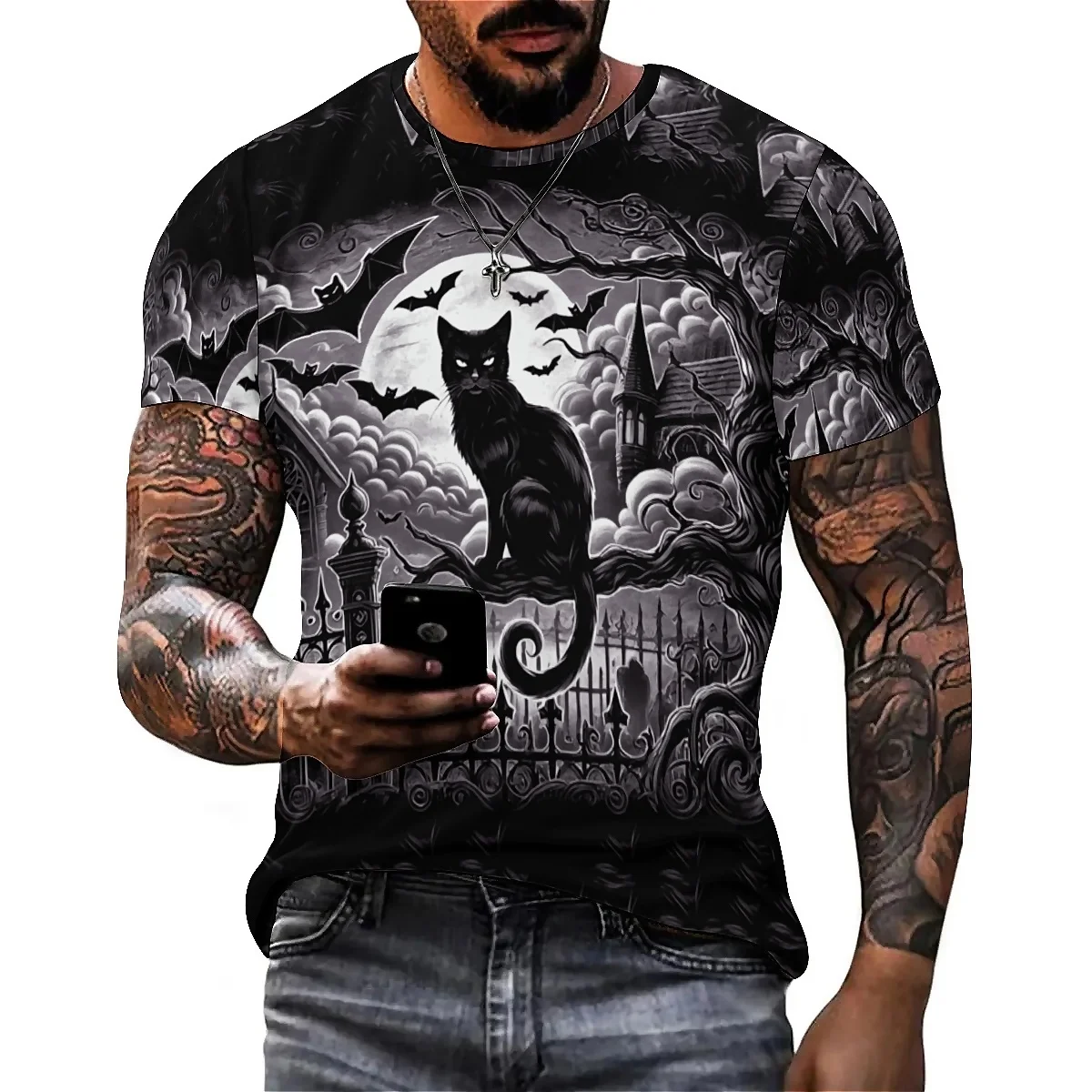 

Designer's New Men's Luxury High-End 3D Printed Short-Sleeve T-Shirt - Pullover Style