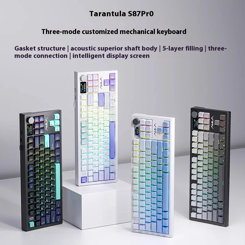 Aula S87pro Mechanical Keyboard Three Mode Hot Swap Wireless Bluetooth Keyboards Gasket Rgb Laptop Office Gamer Custom Keyboard