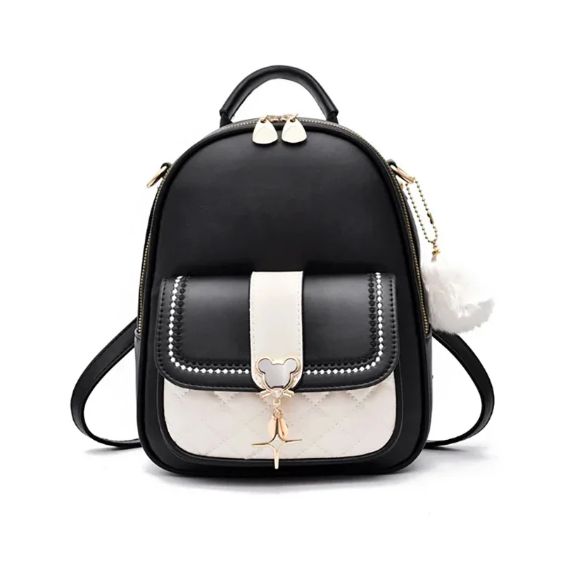 Disney PU Leather Backpack for Women Girl Fashion Mickey Mouse Handbag Large Capacity School Bag Durable Luxury Designer Purse