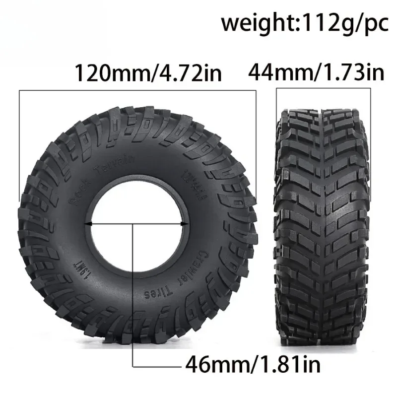 4PCS 120MM 1.9 "ยาง Rock ยางล้อยางสําหรับ 1:10 RC Crawler รถ Axial SCX10 90046 AXI03007 TRX4 Redcat Gen8