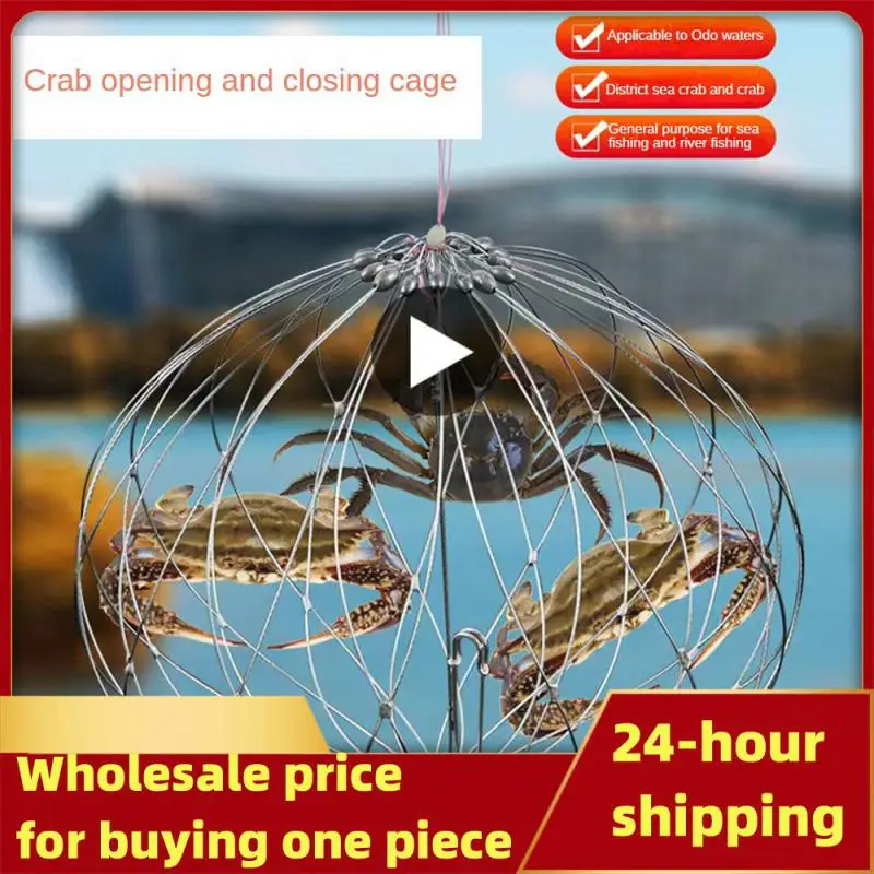 Encryption Crab Cage Tough And Strong Fishing Accessories Crab Trap Fishing Gear Round Stainless Steel Crab Pot Crab Bold