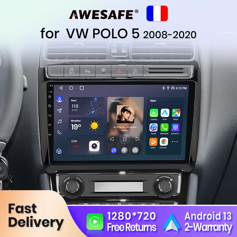 AWESAFE PX9 Car Radio Autoradio for Volkswagen VW POLO sedan 6 2012-2018  Wireless Carplay Screen Android Auto Stereo GPS France