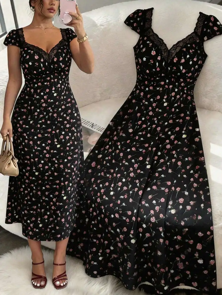 

Elegant Ditsy Floral Dress For Women Summer Vacation Wedding Guest Graduation Festival
