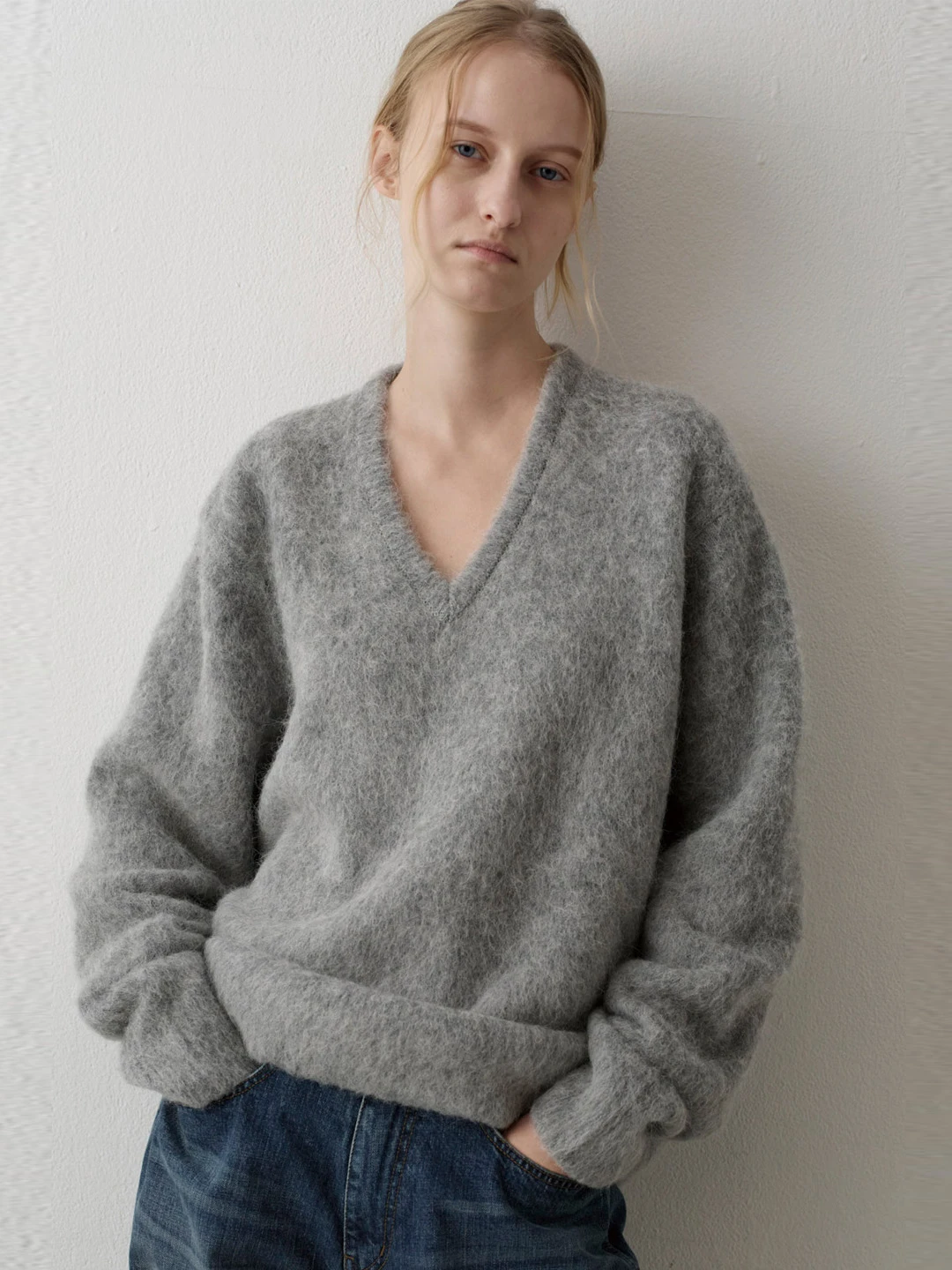 

Мат V-Ne Трикотаж Женский осенне-зимний свободный утягивающий свитер из шерсти альпаки Удобный теплый длинный свек Cr...