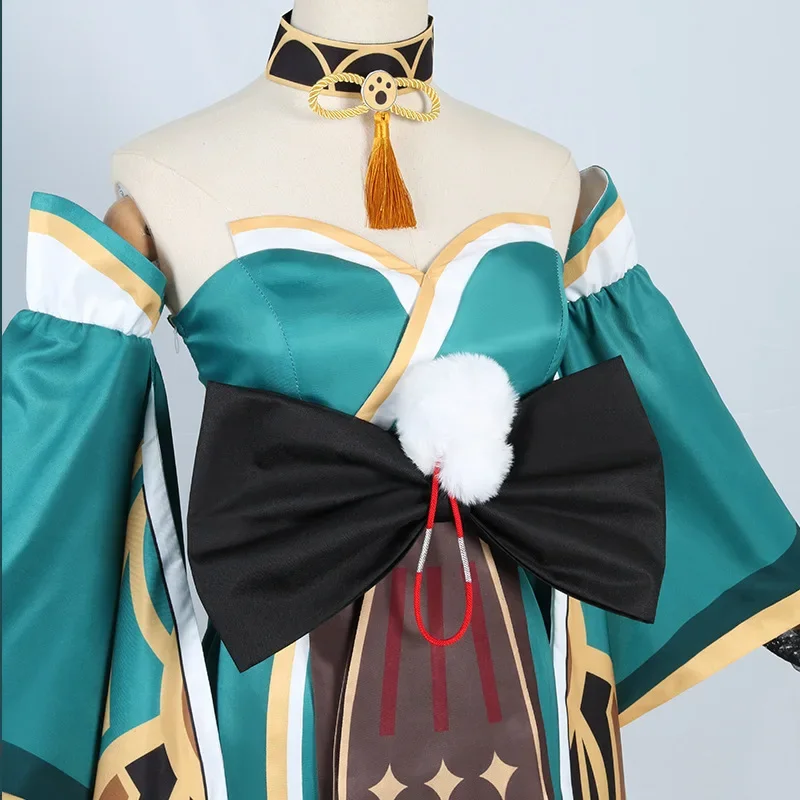 Genshin Impact Ms Hina Gorou Traje Cosplay para Mulheres, Roupa Feminina, Cauda Peruca, Anime Kimono, Vestido de Halloween, Sapatos, Acessórios