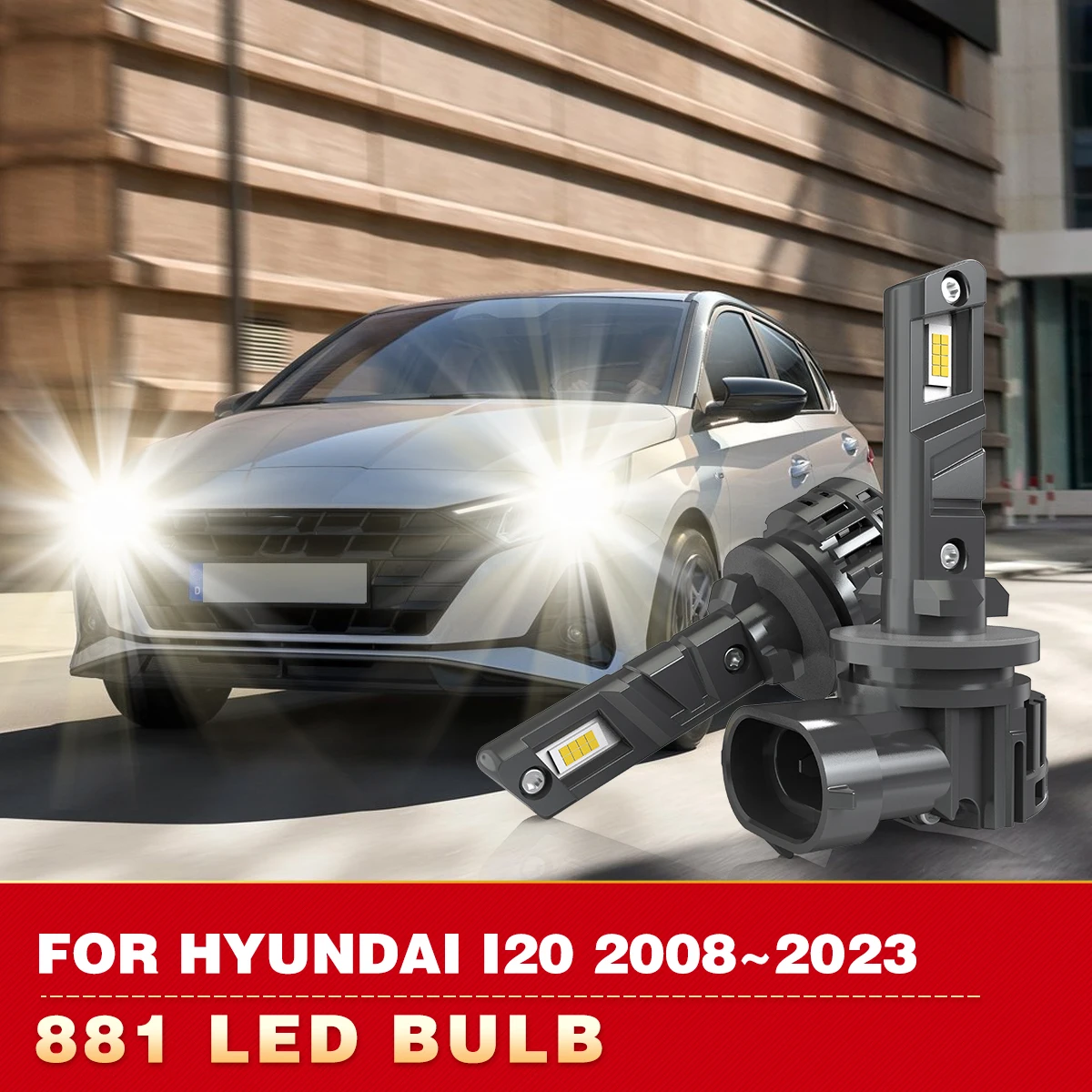 

2x H27 881 LED Canbus Headlight Bulb 24000LM LED Car H27W/2 Head Fog Light with Fan Led New Upgrade For Hyundai i20 2008~2023