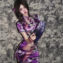 Chinese Lolita Cosplay Purple Cheongsam Gothic Sexy Qipao Dress Anime Costume Halloween Costumes For Women Party Performance