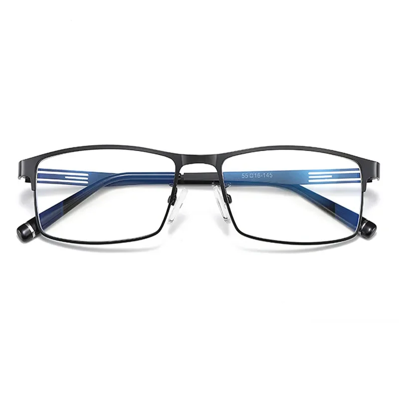 2024 Fashion Full Frame Men\'s Anti Blue Light Square Myopia Glasses Metal Student Prescription Glasses 0-0.5-0.75-1.0 To -6.0