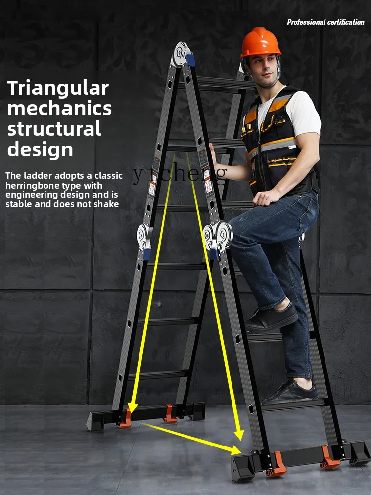 

LX Telescopic Ladder A-Frame Ladder Thickened Aluminum Alloy Engineering Folding Ladder Portable Multi-Functional Household