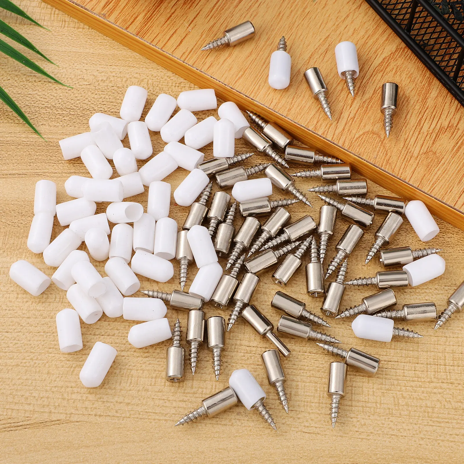 50Pcs Metal Screws Shelf Support Pins High Strength Manganese Steel Self Tapping Screws for Wood Shelving Cupboard Wardrobe