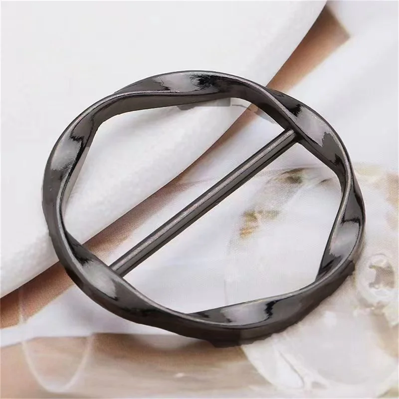 10Pcs T-shirt Fixed Holder Corner Hem Waist Knotted Brooches Round Metal Hijab Silk Scarf Ring Clip Button Shawl Buckle