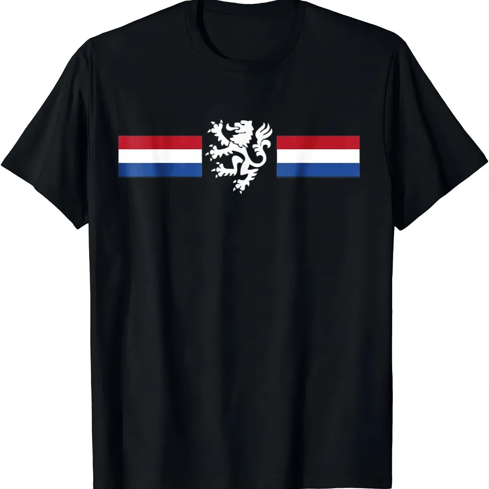 Holland Emblem Lion Nederland Flag Netherlands T-Shirt Summer Casual Graphic T Shirt Short Sleeve Tee Camiseta Streetwear