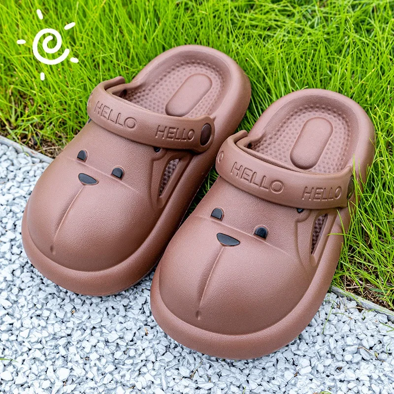 WDZKN Women Slippers Summer Flat Platform Thick Bottom Sandals Cute Bear Lightweight Comfort Home Outside Beach Couple Slippers