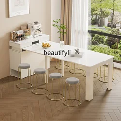 Dining Table Retractable Island Table One Cream Style Folding Stone Plate Dining Table Light Luxury Rectangular