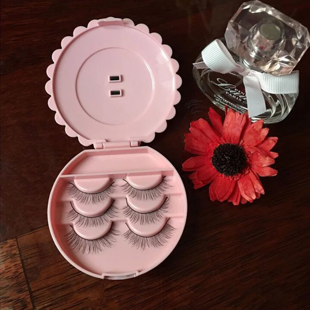 

Pink Bowknot Acrylic False Eyelash Storage Box Organizer Makeup Mirror Case Portable Eyelash Case Gift for Her