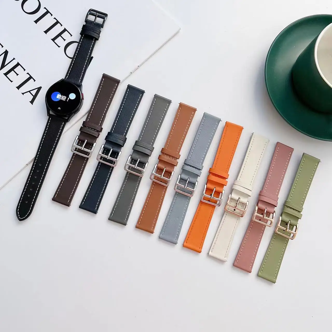 20mm Leather Strap For Samsung Galaxy Watch 4 40mm 44mm wristband Silicone Sports Bracelet For Galaxy watch 4 Classic 46mm 42mm