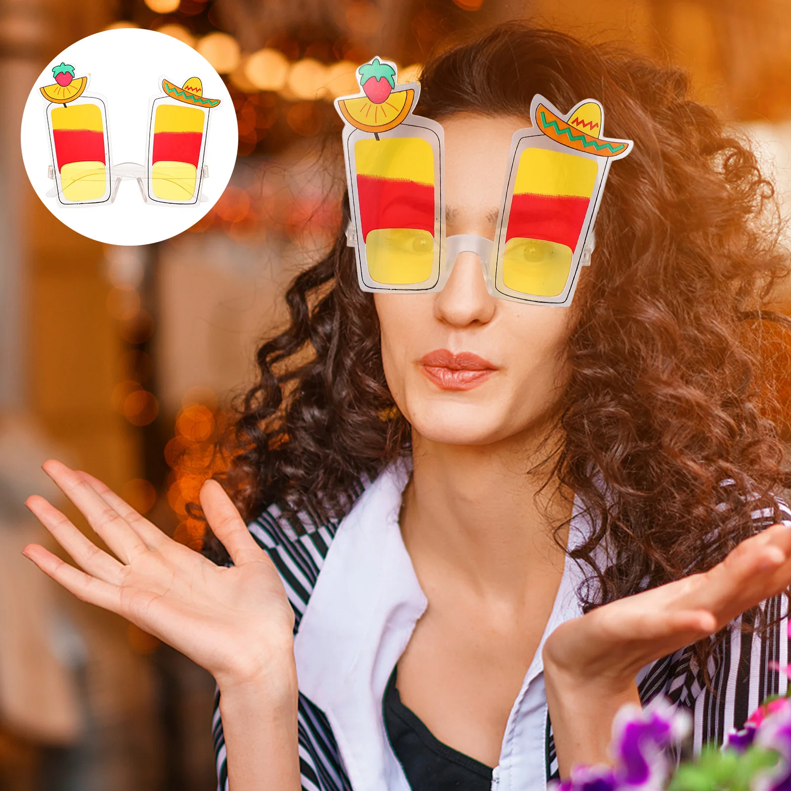 

1 шт., очки с травяной шляпой, креативные очки, экологически чистый пластик, прочный, удобный для ношения, товары для вечеринок, коктейльное стекло в форме