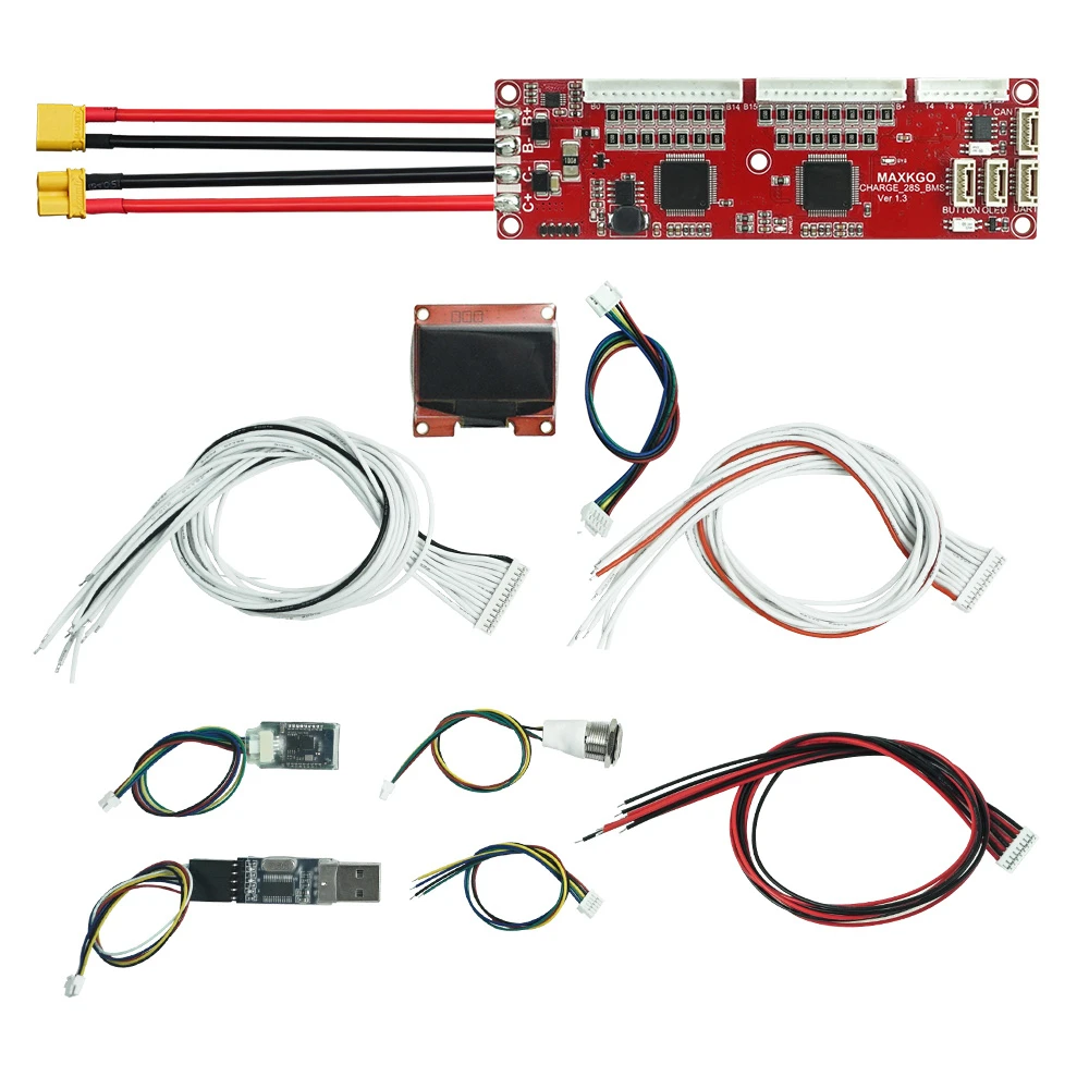 6-28S 12A MAXKGO Smart Bluetooth Only Charge BMS Board LTC6811 With UART CAN For NMC Lithium Battery Electric Socctor Ebike