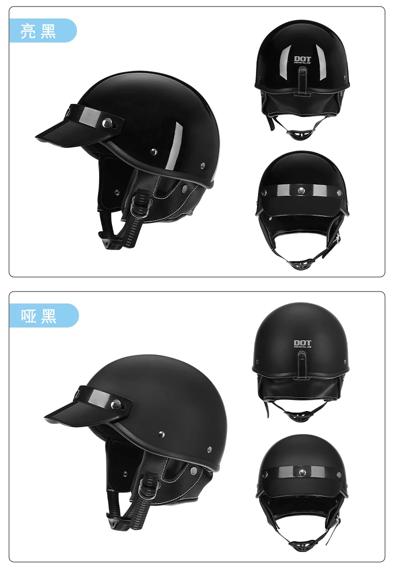 Retro Vintage Motorradhelm Roller Halbhelm Cruiser Prince Motorradhelm – Detail 10