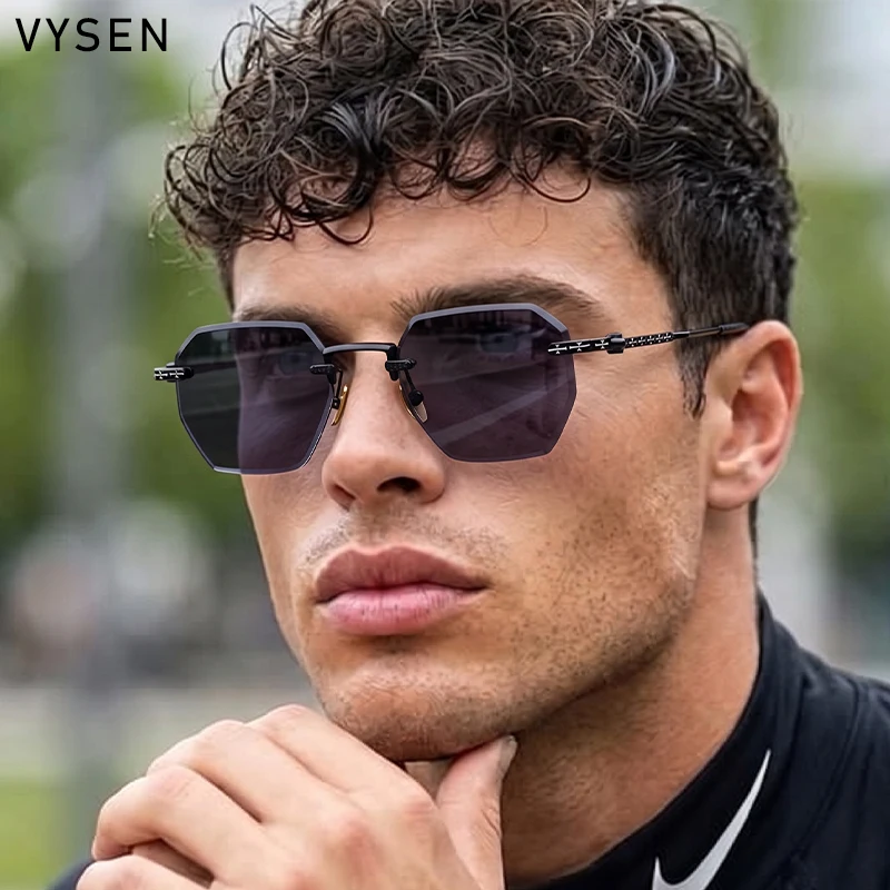 Y2K Punk Polygon Rimless Sunglasses Men 2026 Luxury Designer Vintage Frameless Sun Glasses Male Shades Hip Hop Fashion Eyewear
