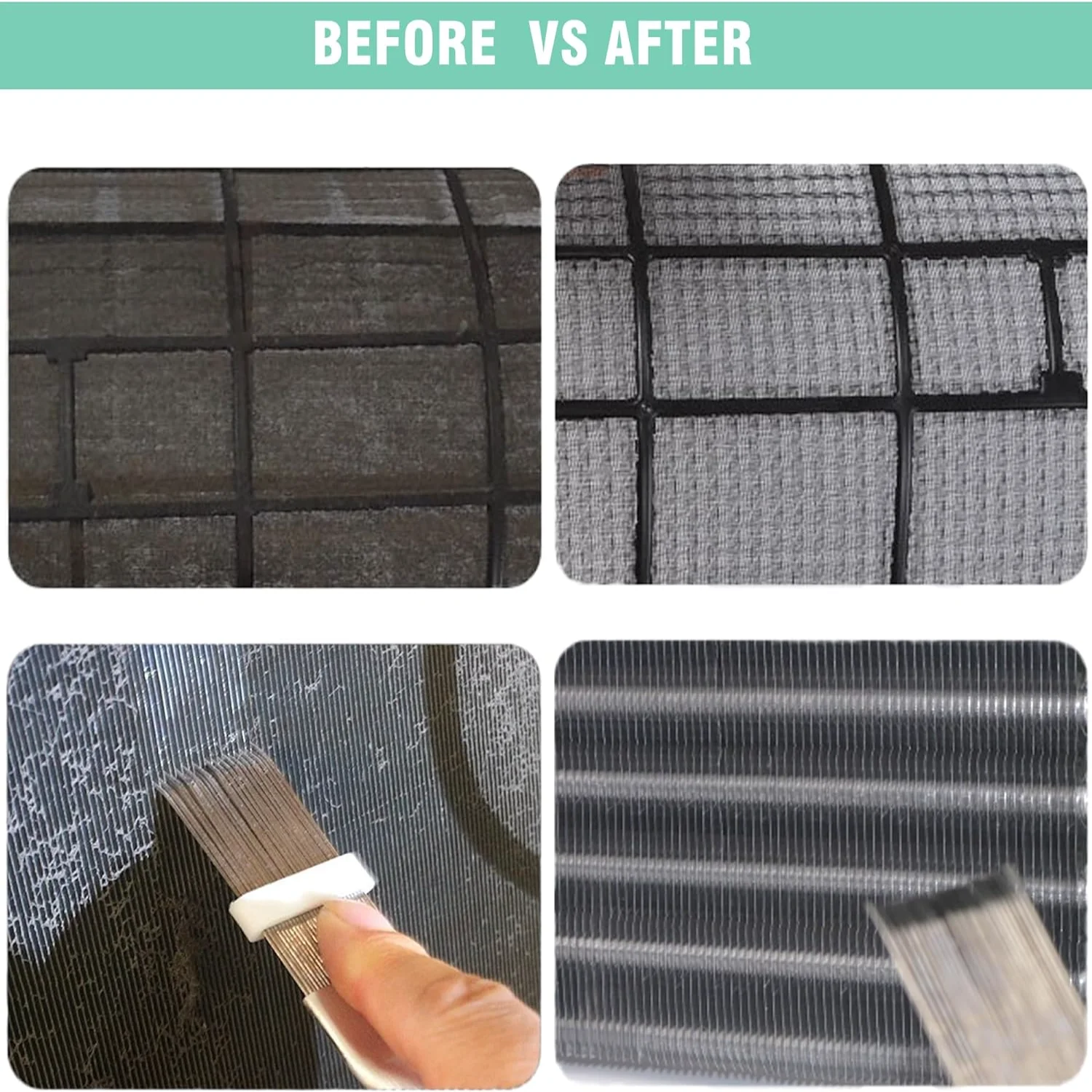 2Pcs Air Conditioner Fin Comb Cleaner kit AC Coil Cleaning Brush Condenser Fin Straightener AC Evaporator Comb Radiator Repair C