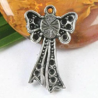 15PCS 29x17mm  dark silver bowknot design charm for jewelry making  HWH3434