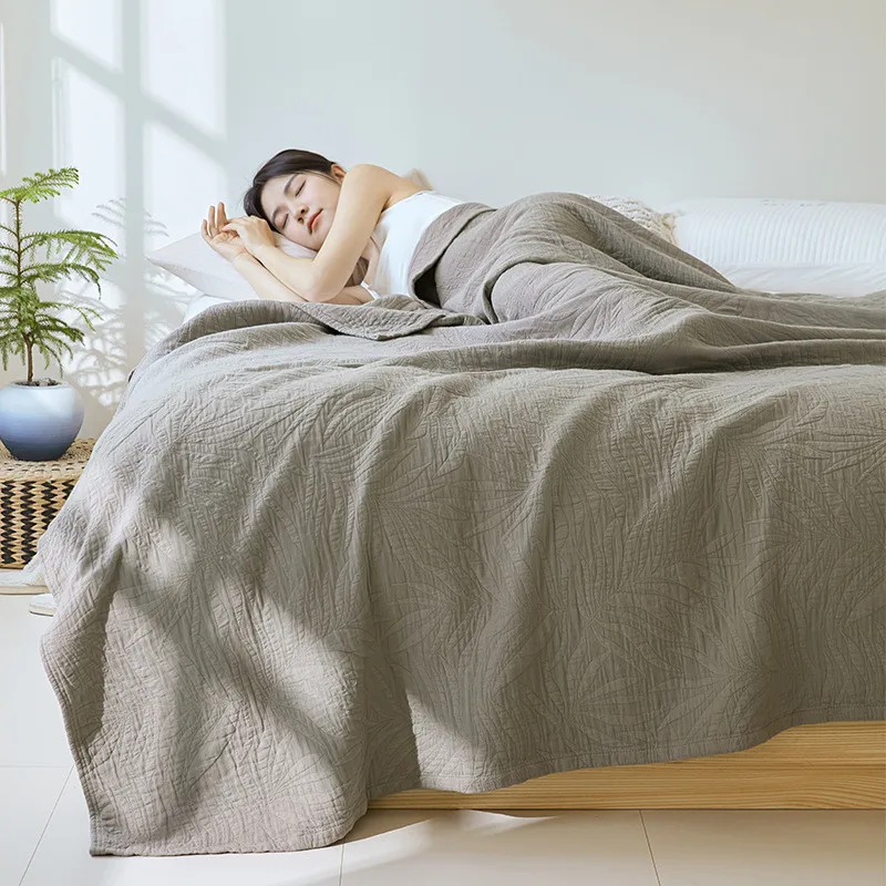 

Gauze Cotton Blanket Home Decoration Thin Summer Quilt Leaves Bed Blanket Nap Cover Household Sofa Towel Bedspread Bed Sheet