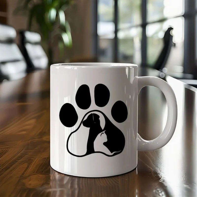 1pc Dog silhouette mug, machine washable, suitable for everyday use in the kitchen and office.
