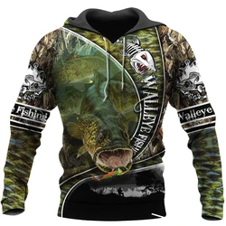 3D Fishing Printed Men's Long Sleeve Hoodie Loose Designer Sweatshirt Autumn Harajuku Children's Y2K Clothing