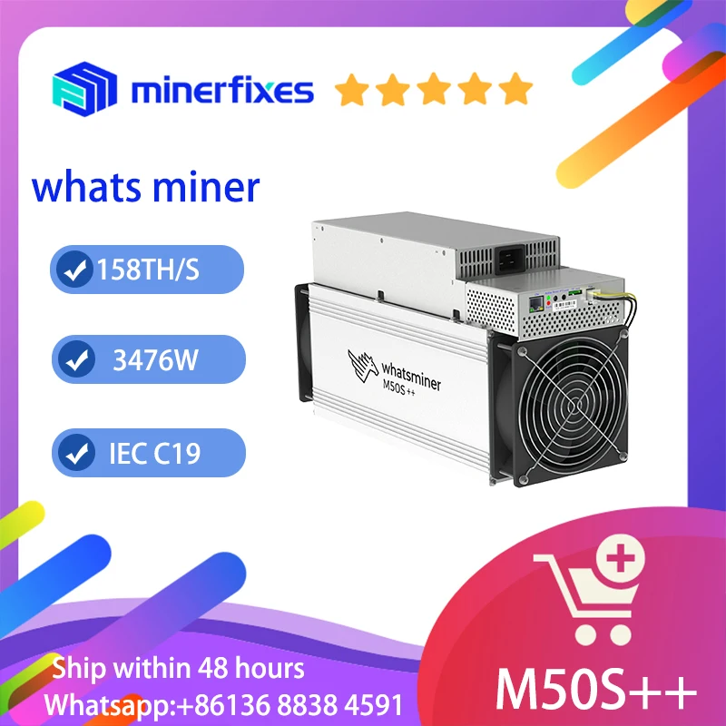 Whatsminer M50S++ 160T 162T 22J/TH Crypto Miner BTC Mining Machine Ready Stock Free Shipping Minero Bitcoin HKOrigin Asic Miner