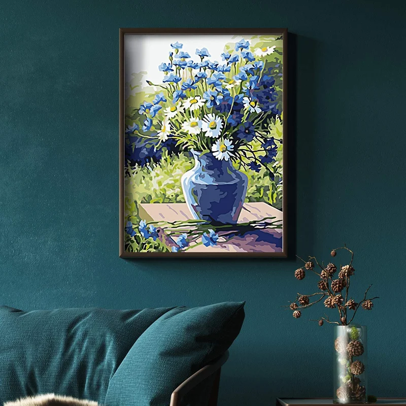 Confezione da 4 pezzi pittura diamante fai da te margherita rosa vaso decorazione floreale punto croce trapano rotondo completo regalo d'arte in resina decorazioni per la casa