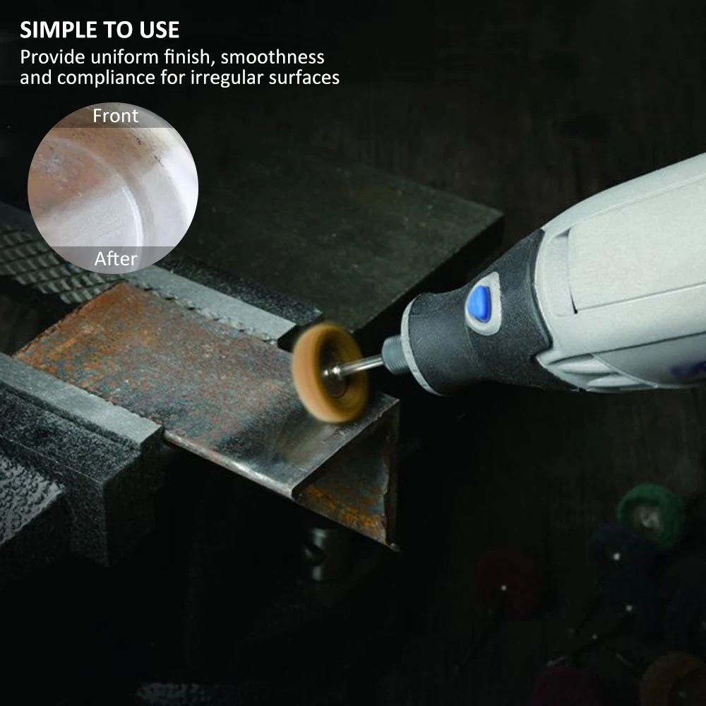 50 Buah Bantalan Penggosok Sikat Abrasif Bor Mini Roda Pemoles Pengilap dengan Kepala Pengilap Batang 3Mm Aksesori Alat Putar