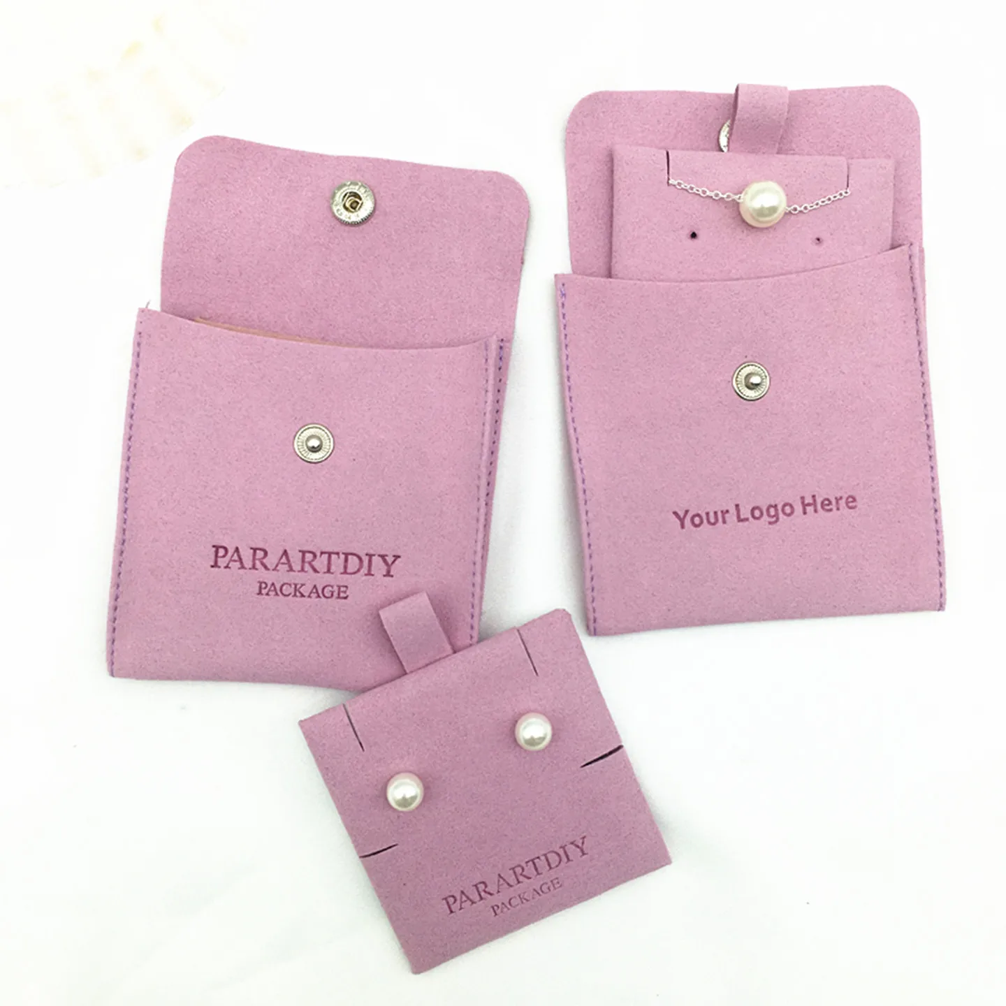 50/200 set custom jewelry package pouch bag with insert card Logo printed earrings necklace packaging bags with button wholesale