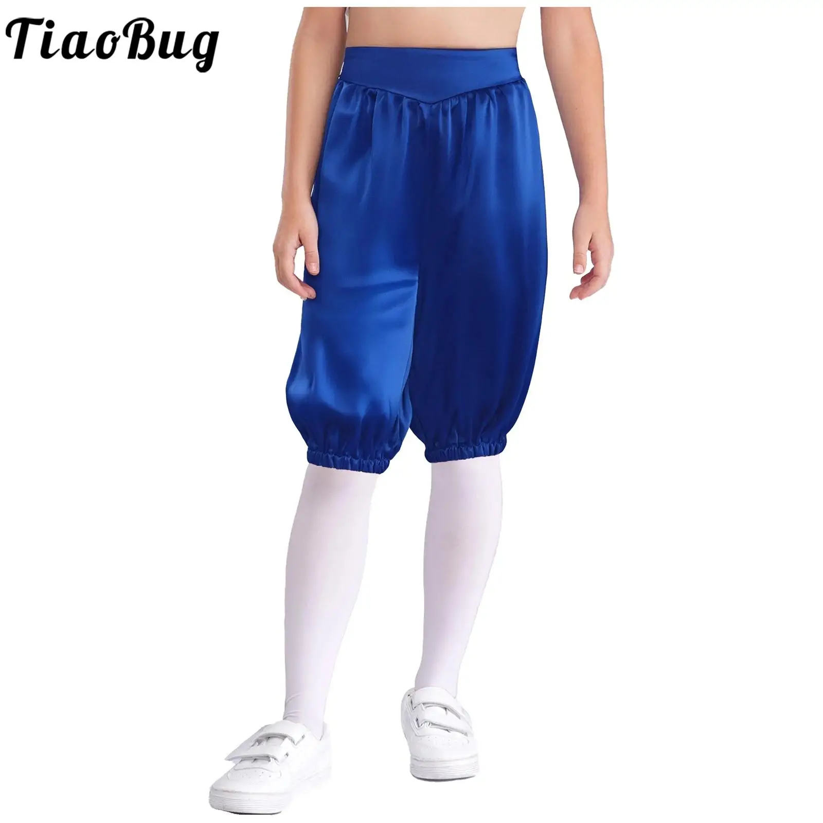 

Boys Girls Medieval Capri Pants Performance Harem Satin Bloomers Trousers for Arabic Halloween Christmas Carnival Party