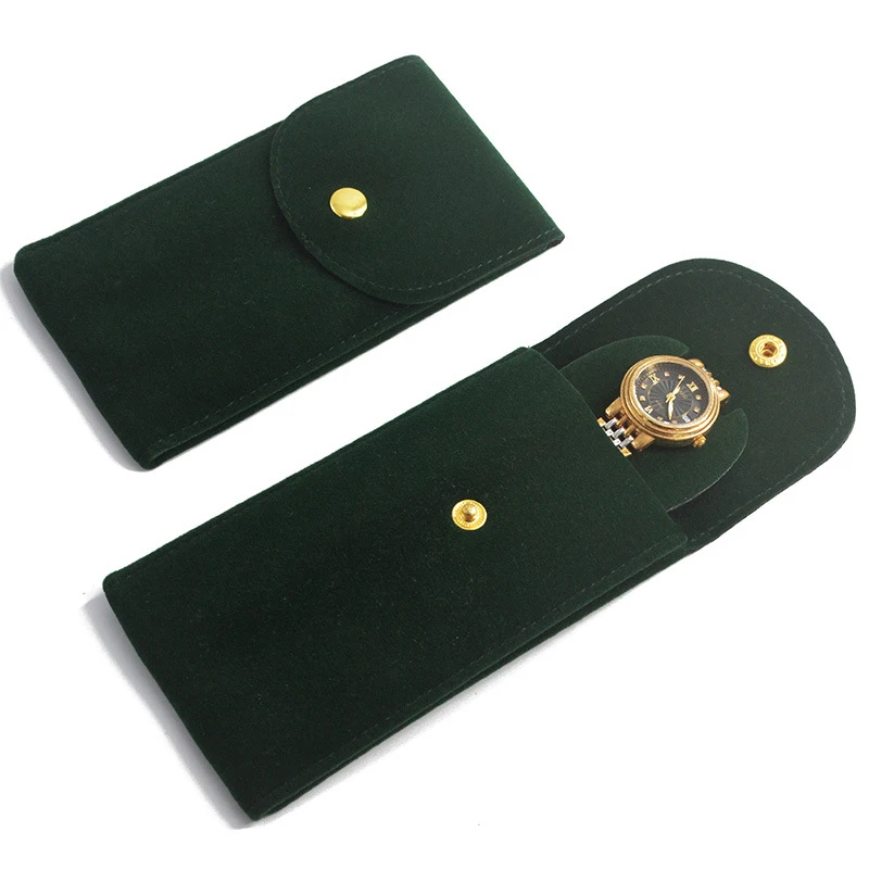 1Pc Velvet Snap Watch Soft Storage Bag Flannel Men Women Travel Case Portable Ring Necklace Bracelet Organizer Gift Packaging