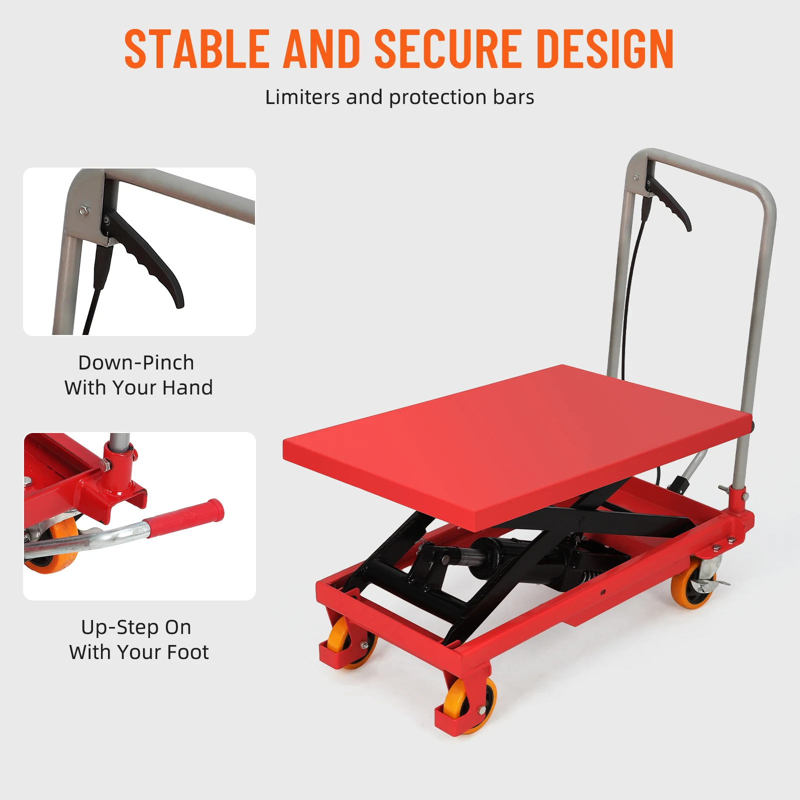 Steel Hydraulic Lift Hydraulic Lift Truck with Load Capacity of 500lbs Lifting Height 28.5inch 28x18inch