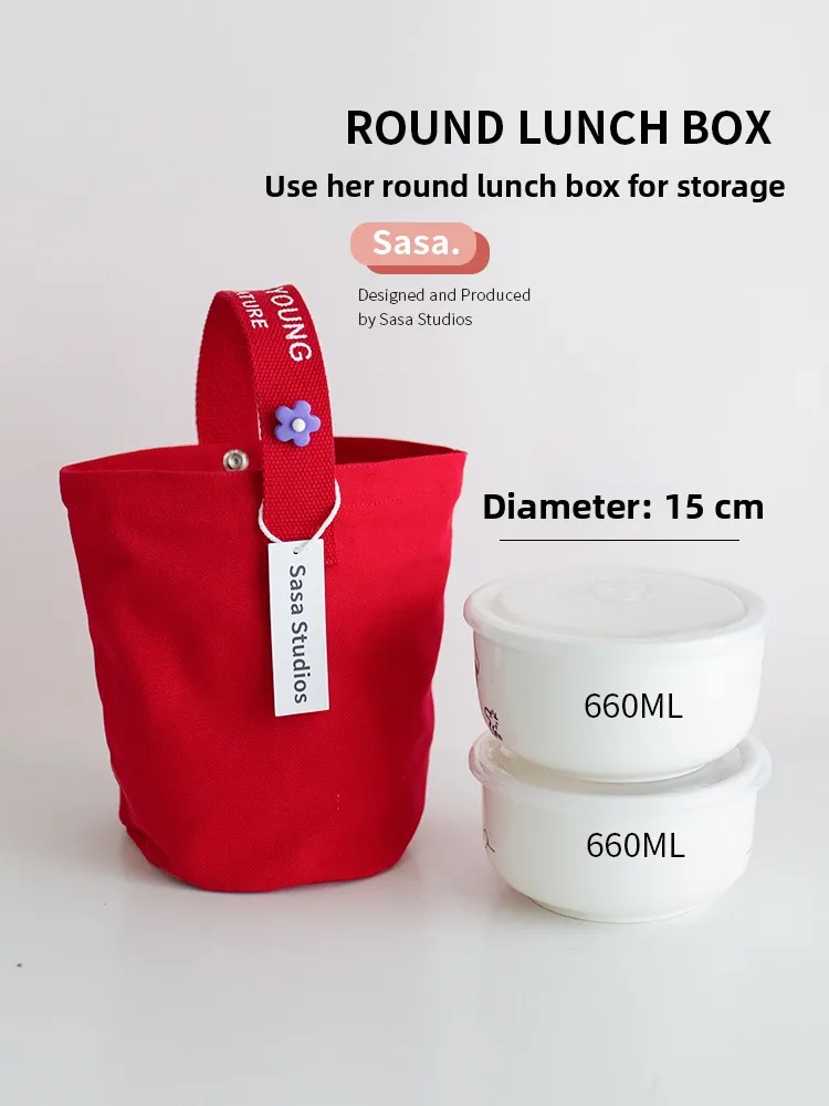 

Casual Canvas Buet Bag Faionable Simple Design Portable Lunch Box Handbag Mommy Bag All Match Leisure Handheld Bag