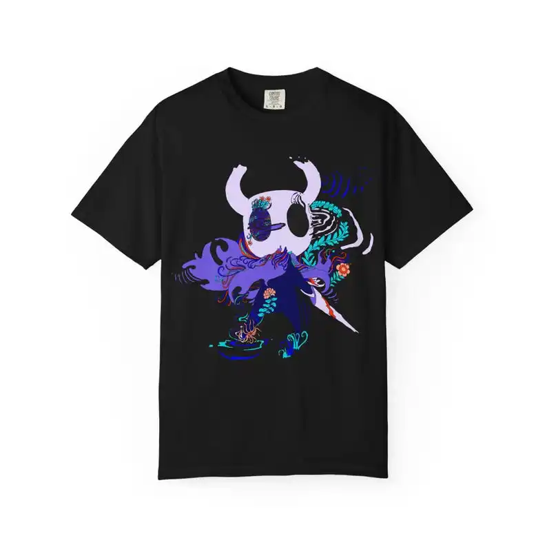 

2025 Hot Game Hollow Knight Unisex Garment-dyed Graphic Print T-shirt Oversized Harajuku Trendy Fashion Casual Cotton T-shirt