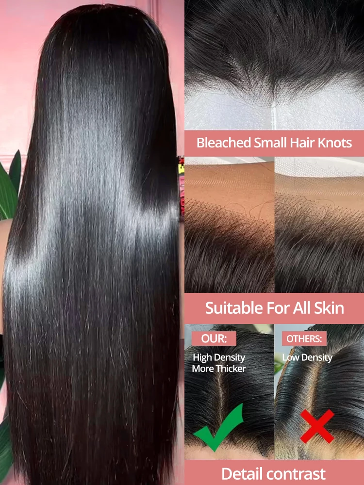 30 40 Inch Brazilian 13x4 13x6 Bone Straight Transparent Lace Front Human Hair Wigs For Women 250 Density 360 HD Full Lace Wig