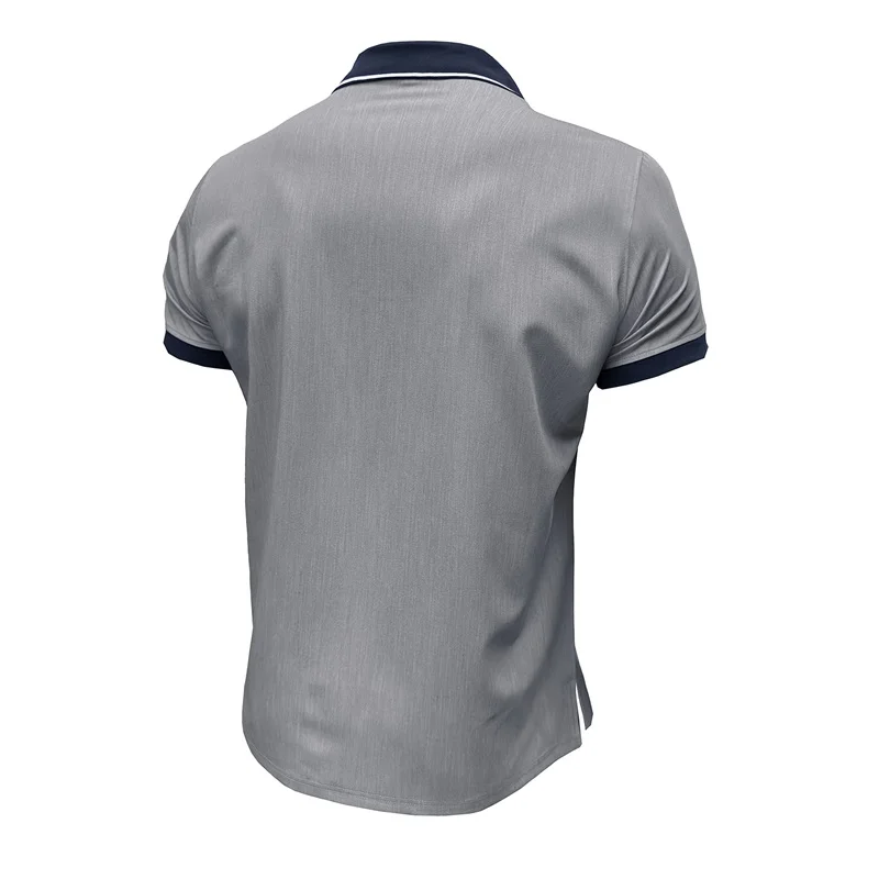 Men s Short Sleeve Denim Shirt with Patchwork Design Turn Down Collar and Button Detail - Casual Summer Fashion  Fit Jeans