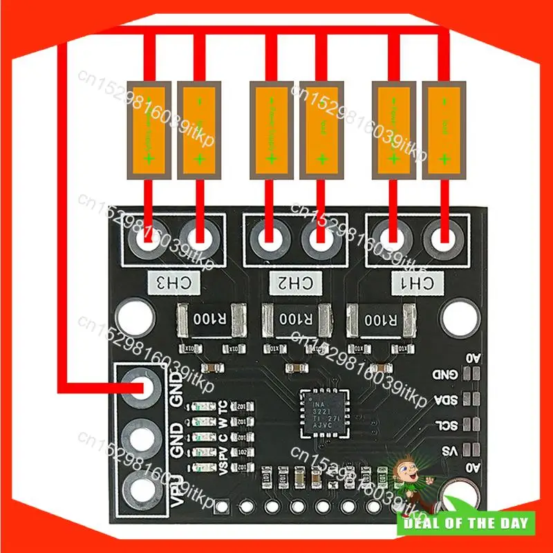 أغسطس 5X I2C SMBUS INA3221 ثلاثي القناة تحويلة مصدر إمداد بالتيار الجهد رصد الاستشعار لوحة تركيبية استبدال INA219