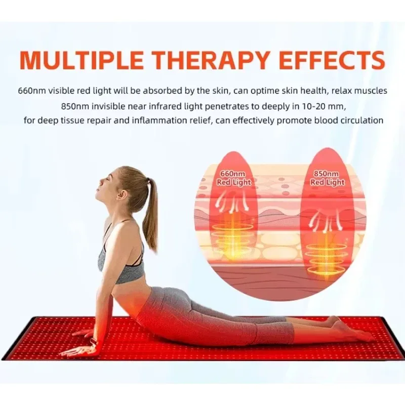 Large Pad for Whole Full Body Near Infrared Mat 660nm 850nm LEDRed Light Therapy Device Yoga Mat Home Health Relaxation Quipment