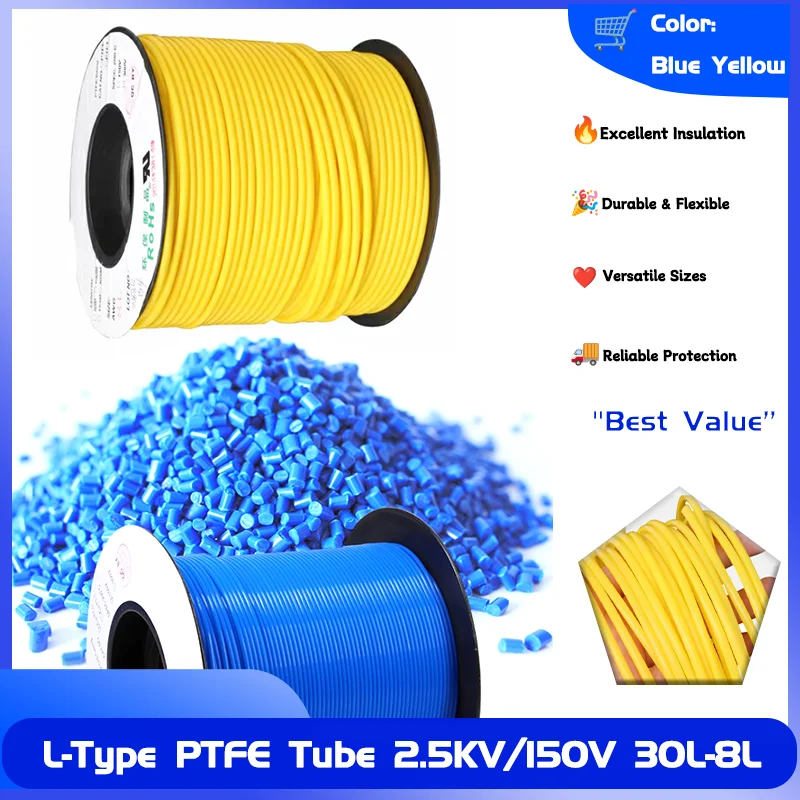 

Heat Protector Temperature Corrosion Resistant Pipe F46 Insulated Capillary 1~20 Meters Blue Yellow 30L~8L 150V PTFE Tube 2.5KV