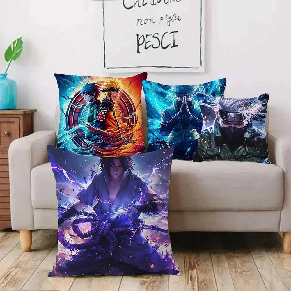 Pillow Covers Cartoon For N-Narutos Sofa Decorative Home Double-sided Printing Short Plush Cute Cushion Cover